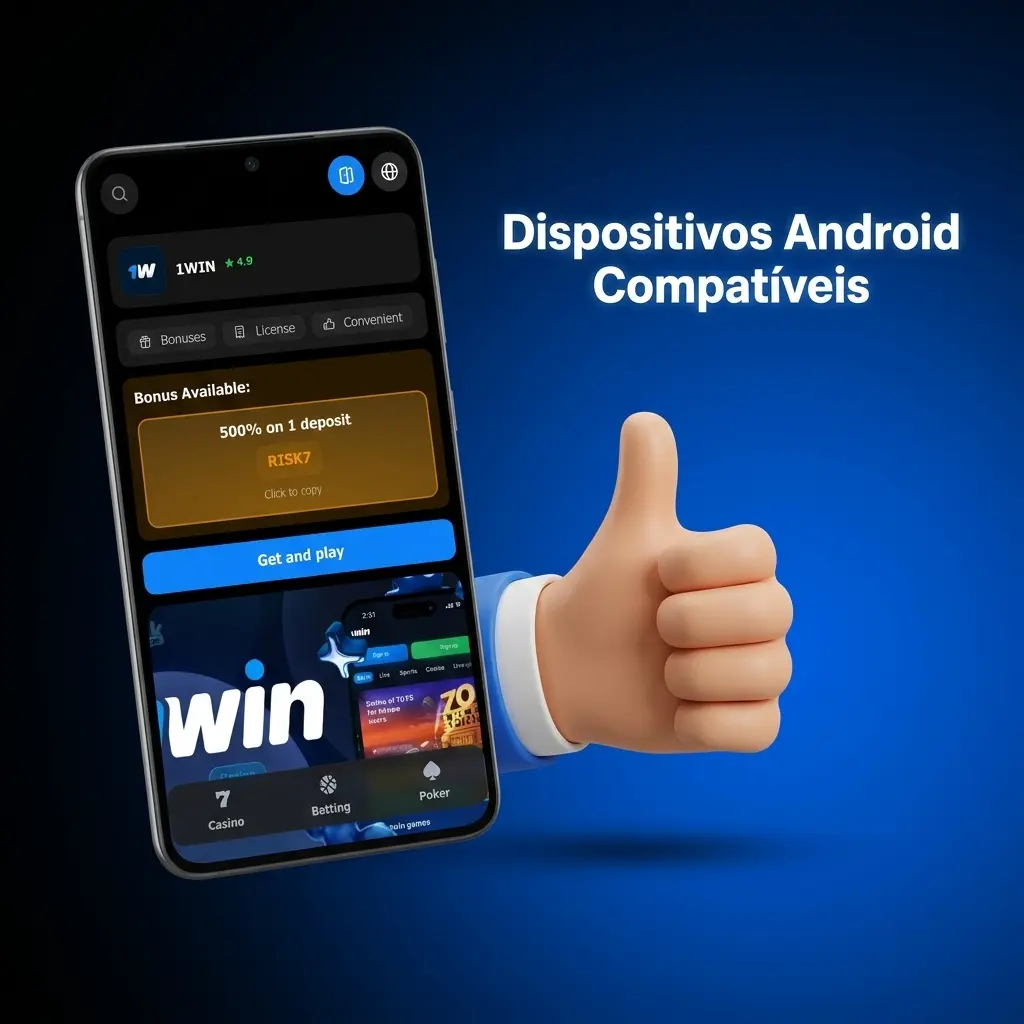 Dispositivos Android compatíveis com o app 1win no Brasil, incluindo Samsung, Motorola, Xiaomi e outros modelos
