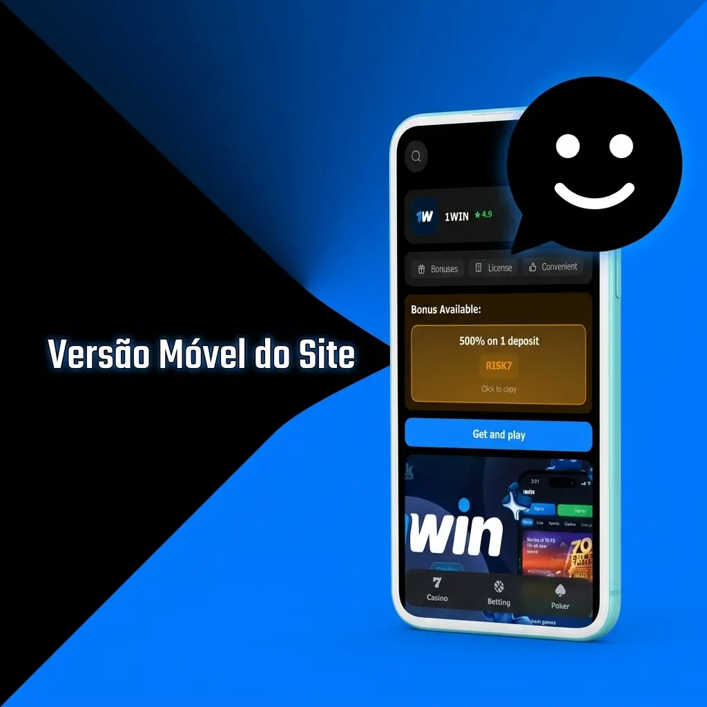Versão móvel do site 1win adaptada para celular com acesso pelo navegador sem instalação