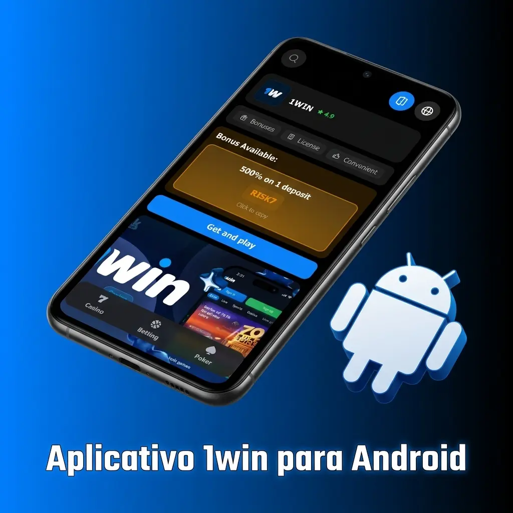 Aplicativo 1win para Android com apostas esportivas e jogos de cassino disponíveis gratuitamente no celular